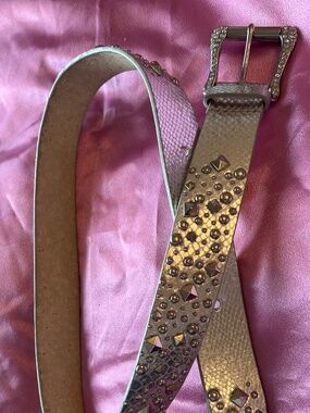 Guess Silver studded belt snake skin look
